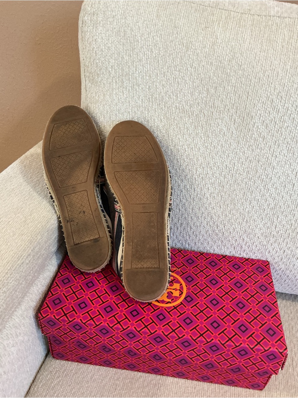 Tory Burch Striped Canvas & Leather Cap-Toe Espadrilles - Picture 5 of 6
